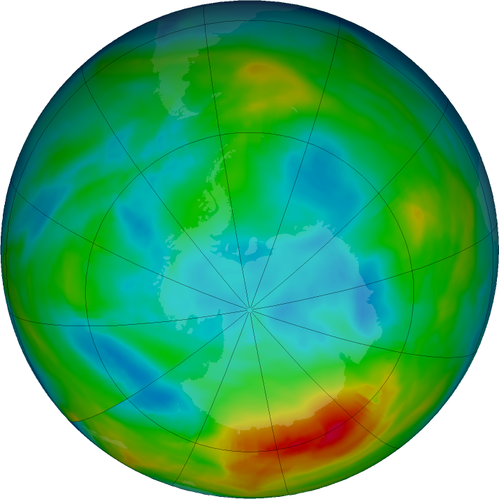 Antarctic ozone map for 19 July 2024